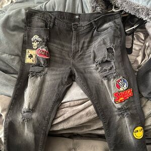 Black distressed jeans